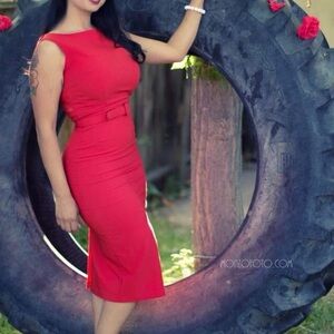 Vintage Bettie Page dress Red Sm stop starring